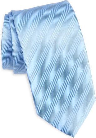 David Donahue Herringbone Jacquard Silk Tie in Sky at Nordstrom