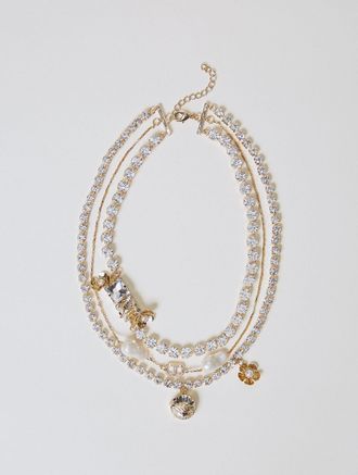 Twinset Collana Twinset in ottone con strass e perle sintetiche