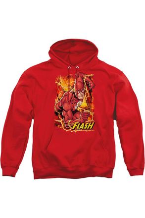 Gildan Justice League of America Flash Lightning Adult Pull Over Hoodie / Hooded Sweatshirt
