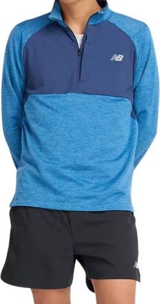 New Balance Heat Grid 1/2 Zip Jacket In Heron Blue