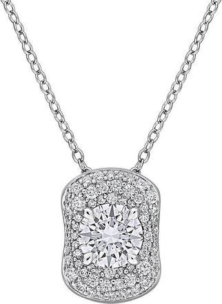 Rina Limor Silver 1.36 Ct. Tw. Created White Moissanite Halo Necklace