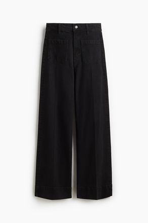 H&M Wide High Jeans - Schwarz
