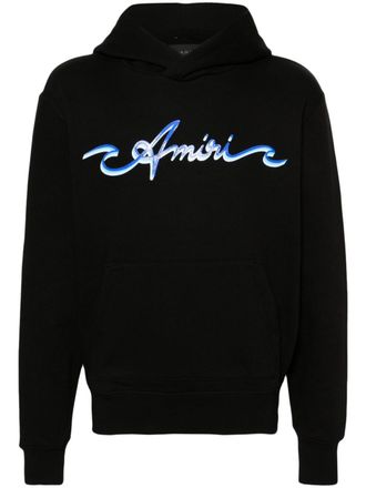 Amiri logo-print cotton hoodie - men - Cotton - M - Black
