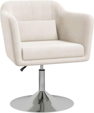 HOMCOM Stylish Retro Linen Swivel Tub Chair Steel Frame Cushion Seat Cream White - Homcom