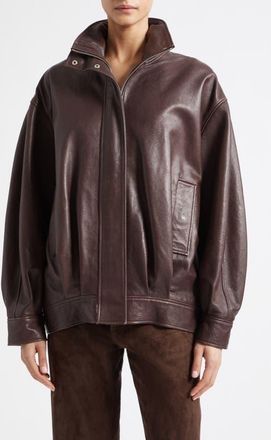Arma Paula Leather Bomber Jacket in Coffee Bean at Nordstrom, Size 42
