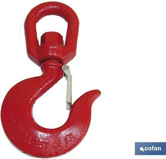 cofan Cofan - Gancho Girat. C/seguro Carbono C40 Tn-0,75, Gancho Giratorio Con Seguro Con Cuerpo En Acero Endurecido Al Carbono C-40, Con Torniquete Girator