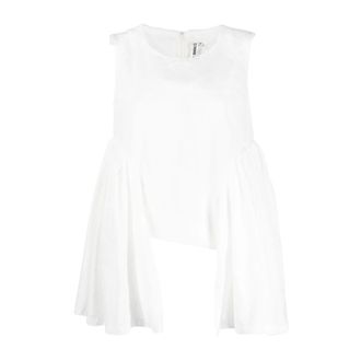 Comme Des Gar&ccedil;ons Sleeveless Tops, female, White, Size: S Drape-detail Frayed Tank Top