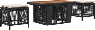 vidaXL Conjunto De Comedor De Jard&iacute;n 3 Uds. Negro Y Crema Vidaxl