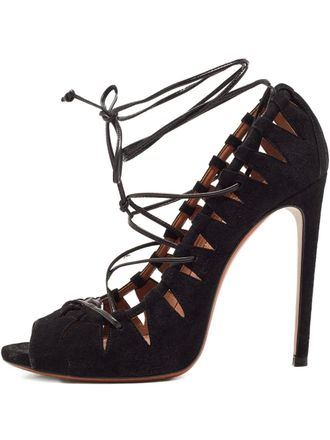 Alaia 130 mm su&egrave;de pumps - Zwart