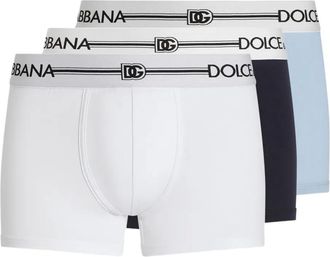 Dolce & Gabbana Set 3 boxer con banda logo - Bianco