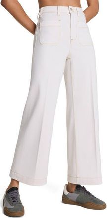 Spanx SPANXshape Authentic 360 Patch Pocket Crop Wide Leg Jeans in Alabaster at Nordstrom, Size X-Small