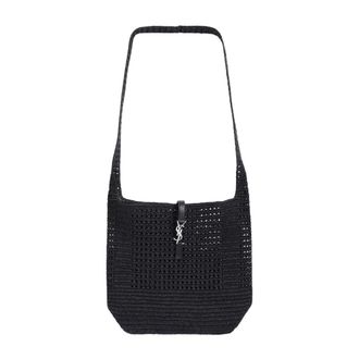 Saint Laurent Le 5 &agrave; 7 Raffia Hobo - Heren - Tassen - Zwart - Maat: ONE Size