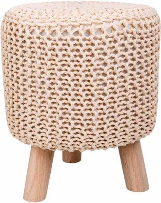 Wanderlust Deco Wanderlust Deco - Taburete De Madera Y Algod&oacute;n Trenzado 32x32x40h Cm