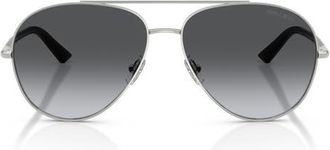 Jimmy Choo London 58mm Polarized Pilot Sunglasses in Silver /Polar Gradient Grey at Nordstrom