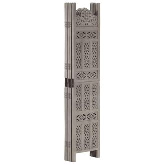 Berkfield Home Hand carved 5-Panel Room Divider Grey 200x165 cm Solid Mango Wood