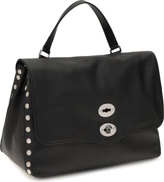 Zanellato Womens Medium Postina Daily Handbag Black Nero Calf Leather Bos Taurus Handbags Hand Bags