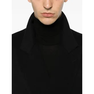 Lardini Virgin Wool Double-Breasted Coat - Black