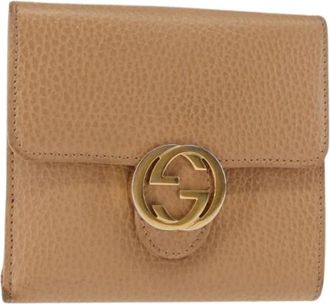 Gucci Pre-owned Vintage Leren Portemonnee - Dames - Vintage Accessoires - Beige - ONE Size - Leer - Vintage