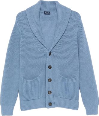 Drumohr shawl-collar patch-pocket cardigan - Blue