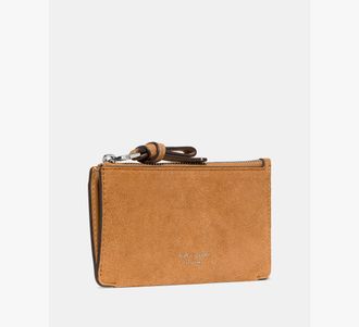Kate Spade New York Womens Loop Suede Zip Card Case in Brown | Suede