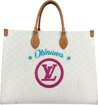 Louis Vuitton White Canvas Handbag Tote Bag (Pre-Owned)