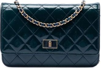 Chanel Pre-owned Wallet on Chain - Dames - Vintage Schoudertas - Blauw - ONE Size - Leer - Vintage