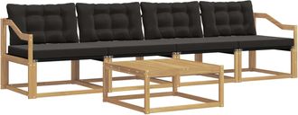 vidaXL Conjunto De Sof&aacute;s De Exterior 5 Uds. Blanco Y Negro Vidaxl