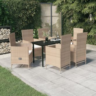 vidaXL Juego De Comedor De Jard&iacute;n 7 Piezas Con Cojines Beige Vidaxl