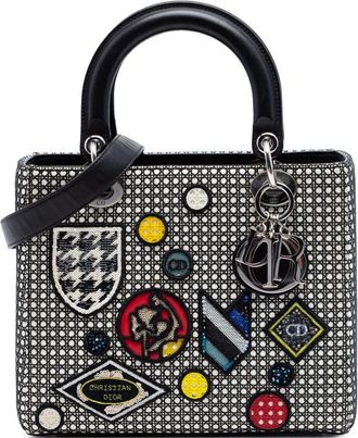 Dior Pre-owned Dior Medium Calfskin Mesh Microcannage Patches Lady Dior Ladies EY4465DMW0IHKBJK