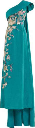 Saiid Kobeisy One Shoulder Embroidered Crepe Dress