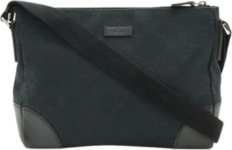 Gucci Pre-owned Cross Body Bags, male, Black, Size: ONE SIZE Pre-owned GG Canvas Shoulder Bag