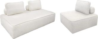 Sweeek Sof&aacute; modular en tejido borreguito, 3 plazas, crema