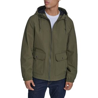 Levi's Water Resistant Hooded Nylon & Cotton Jacket in Light Olive at Nordstrom, Size Xx-Large