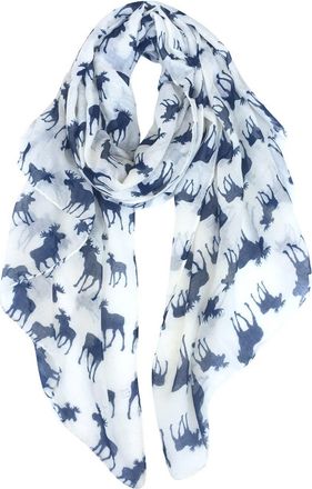 World of Shawls Moose Print Scarf Wraps Shawl Soft Scarves (Off White)