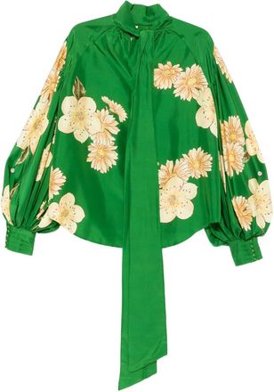 Alemais Blusa a fiori con maniche a palloncino - Verde