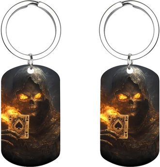Generic Death Holding Ace of Spades Cute Keychain Metal Key Ring Keychains Bag Purse Pendant Charms for Women Men