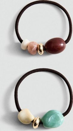 Mango Pack 2 elastici per capelli perline verde pastello - Donna - Taglia unica - MANGO