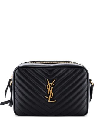 Saint Laurent Lou cameratas matelasse leren kleine crossbodytas met chevron streep - Zwart