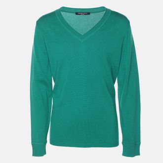 424 Marina Sport By Marina Rinaldi Green Silk Blend Sweater
