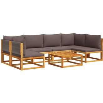 vidaXL Conjunto De Sof&aacute; De Jard&iacute;n De 7 Piezas Con Cojines De Madera De Acacia Y Cuerda Vidaxl