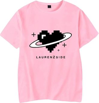 Generic LaurenzSide Tshirt Crewneck Short Sleeve T-Shirts Men Women Printing Casual Stylish Harajuku Streetwear (Pink-HJ05783,XXS)
