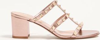 Valentino Garavani Rockstud Slide Sandal In Laminated Nappa Leather 60Mm Woman ROSE CANNELLE 35.5