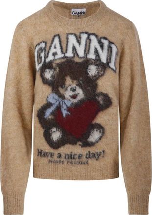 Ganni Dames, Truien, Bruin, Maat: S Wol