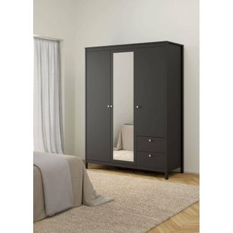 Dmora Armario 3 Puertas Helise, Muebles De Dormitorio, Vestidor, Armario De Ropa, 150x58 H199 Cm, Negro - Dmora
