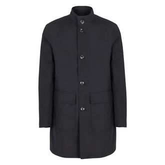 Herno Single-Breasted Coats, male, Blue, Size: XL Technical Fabric Jacket