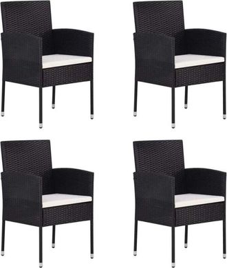 vidaXL Vidaxl - Sillas De Jard&iacute;n Con Cojines Crema 4 Uds Rat&aacute;n Sint&eacute;tico Negro