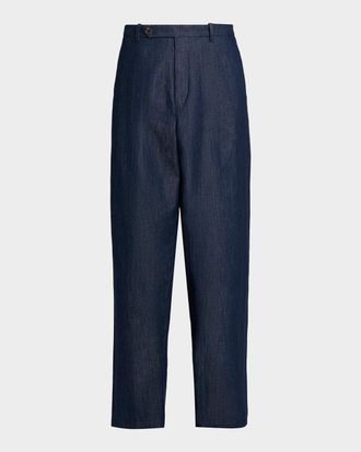 Jil Sander Pleated-Front Chambray Trousers