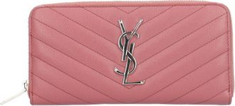 Saint Laurent Pink Leather Long Wallet (Bi-Fold) (Pre-Owned)