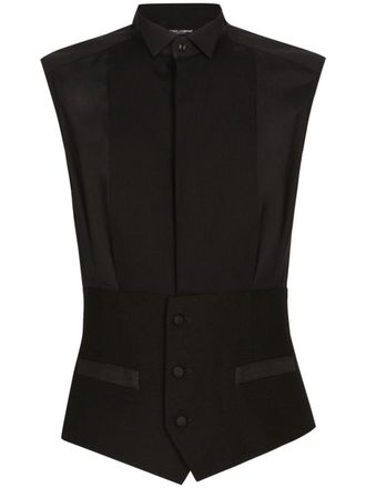 Dolce & Gabbana sleeveless shirt - men - Spandex/Elastane/Virgin Wool/Cotton - 41 - Black