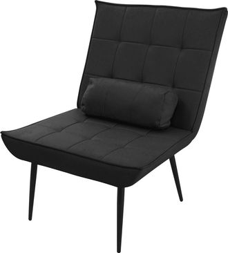 ML Design Sillón reclinable negro tapizado con revestimiento y patas de metal